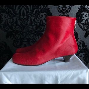 Stefi Tasman red calf hair booties